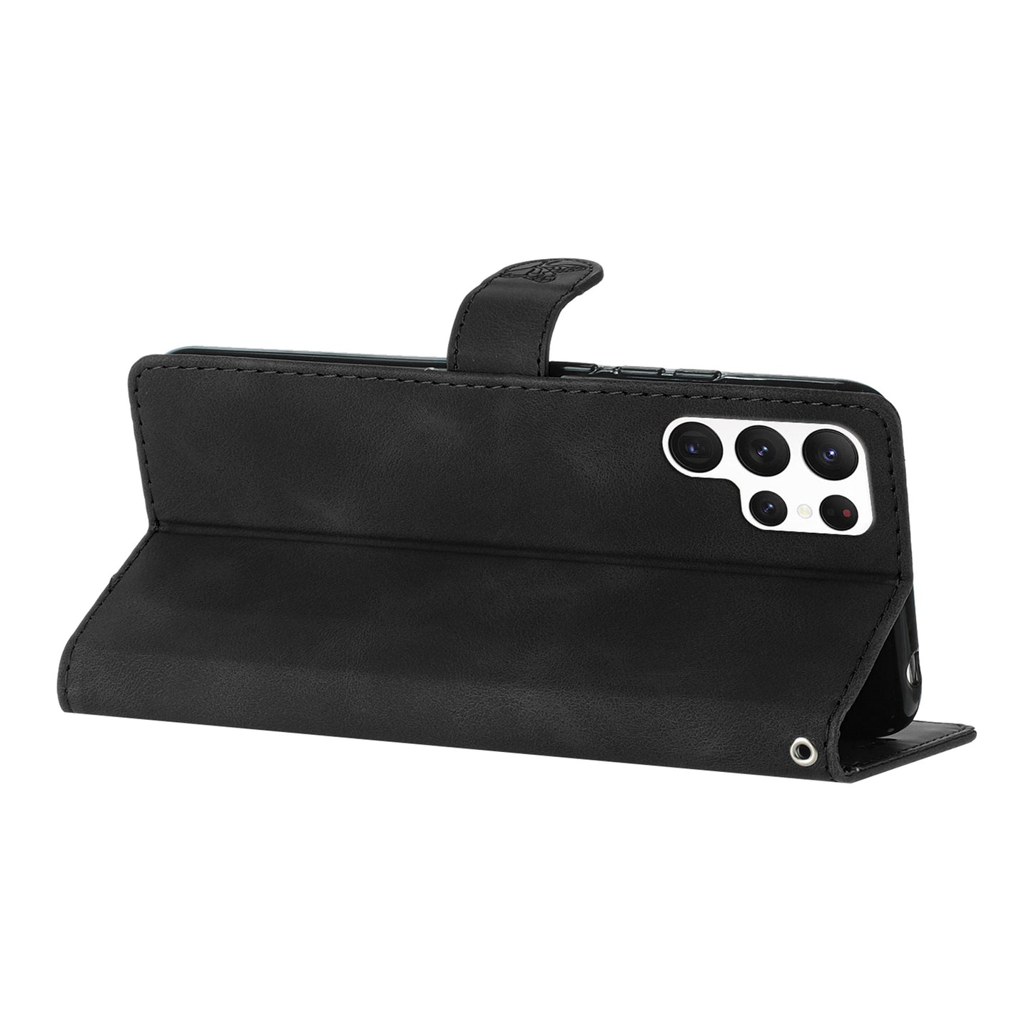 For Samsung Galaxy S22 Ultra 5G Leather Drop-proof Phone Case Flower Imprint Wallet Stand Cover