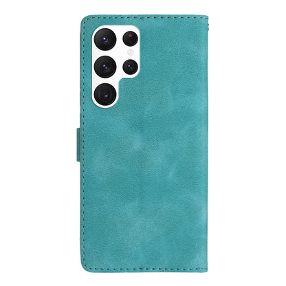 For Samsung Galaxy S22 Ultra 5G Leather Drop-proof Phone Case Flower Imprint Wallet Stand Cover