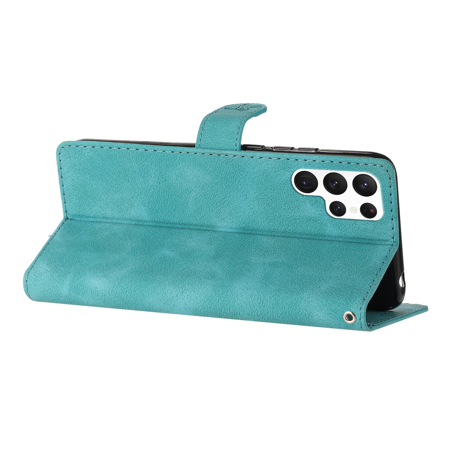 For Samsung Galaxy S22 Ultra 5G Leather Drop-proof Phone Case Flower Imprint Wallet Stand Cover