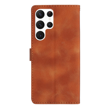 For Samsung Galaxy S22 Ultra 5G Leather Drop-proof Phone Case Flower Imprint Wallet Stand Cover