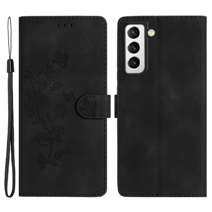 For Samsung Galaxy S22+ 5G Flower Imprint Phone Case Leather Wallet Stand Protective Shell