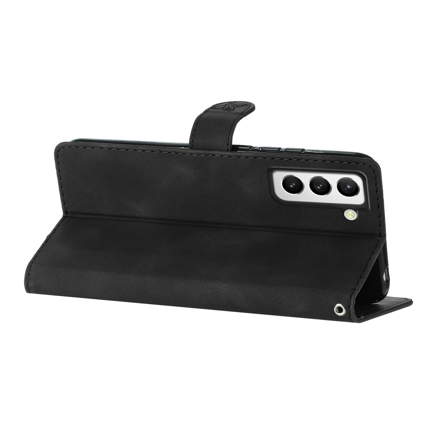 For Samsung Galaxy S22+ 5G Flower Imprint Phone Case Leather Wallet Stand Protective Shell