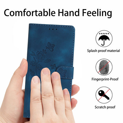 For Samsung Galaxy S22+ 5G Flower Imprint Phone Case Leather Wallet Stand Protective Shell