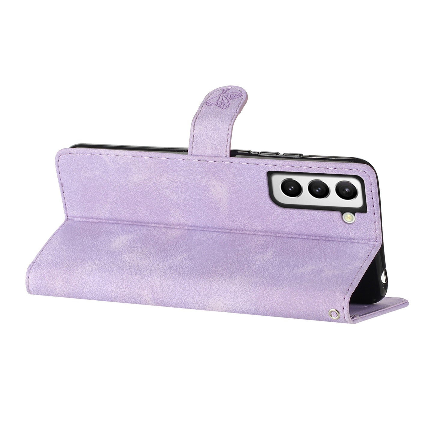 For Samsung Galaxy S22+ 5G Flower Imprint Phone Case Leather Wallet Stand Protective Shell