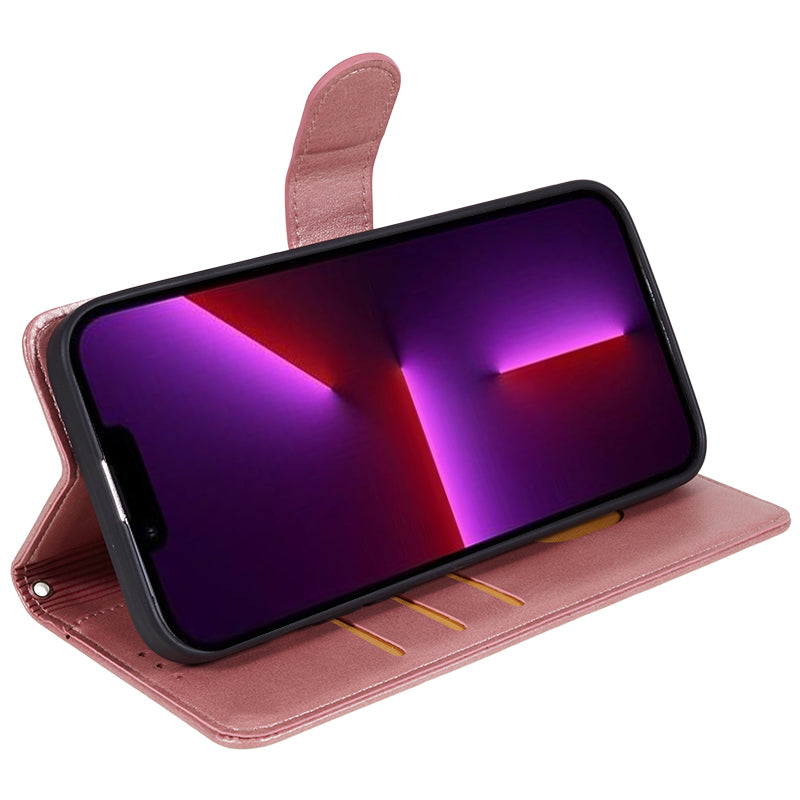 For iPhone 13 Pro Max Calf Texture PU Leather Phone Case Wallet Stand Protective Cover