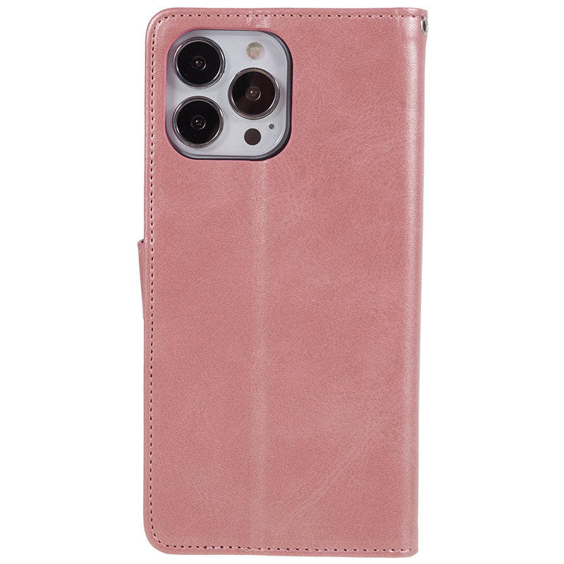 For iPhone 13 Pro Max Calf Texture PU Leather Phone Case Wallet Stand Protective Cover