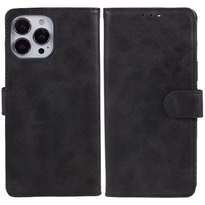 For iPhone 13 Pro Max Calf Texture PU Leather Phone Case Wallet Stand Protective Cover