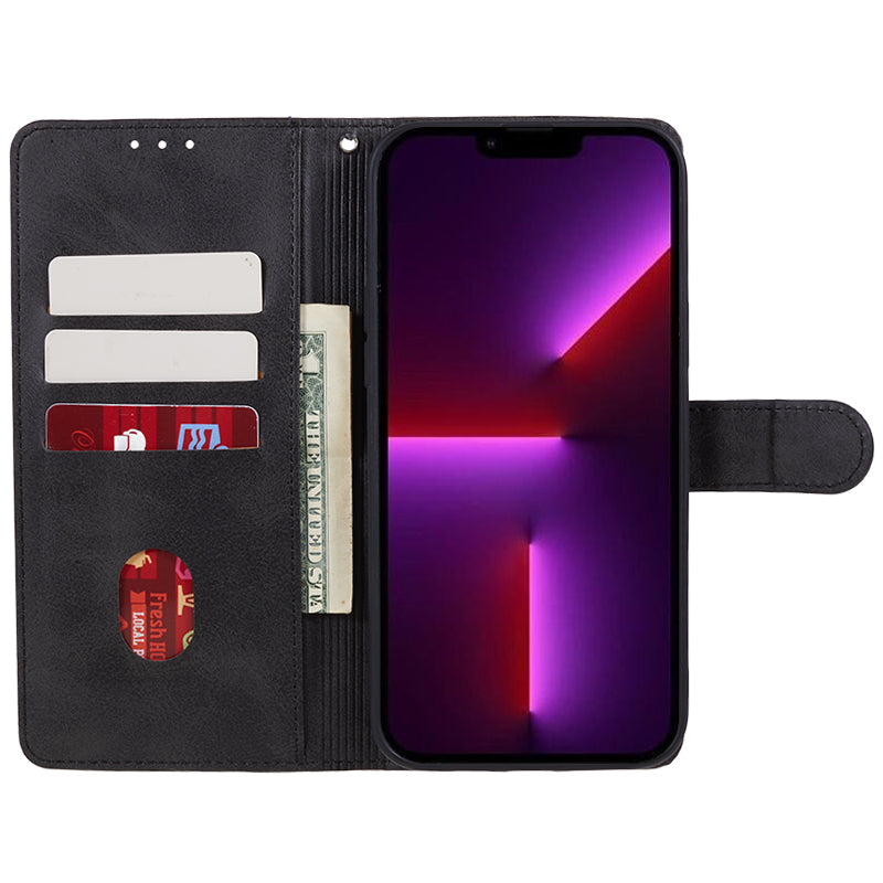 For iPhone 13 Pro Max Calf Texture PU Leather Phone Case Wallet Stand Protective Cover