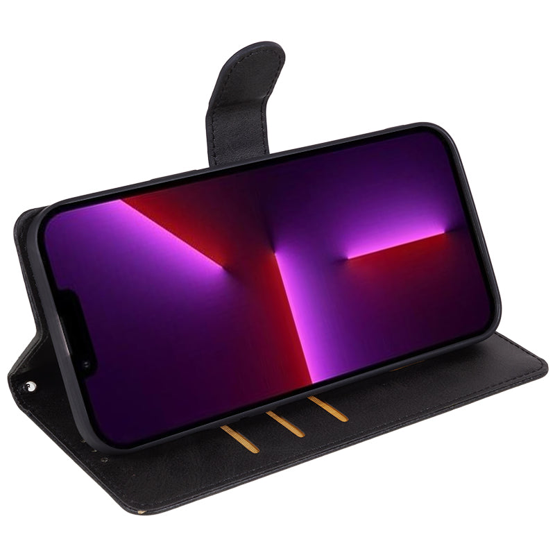 For iPhone 13 Pro Max Calf Texture PU Leather Phone Case Wallet Stand Protective Cover