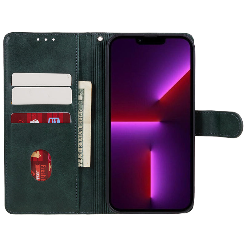 For iPhone 13 Pro Max Calf Texture PU Leather Phone Case Wallet Stand Protective Cover