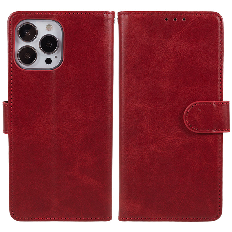 For iPhone 13 Pro Max Calf Texture PU Leather Phone Case Wallet Stand Protective Cover