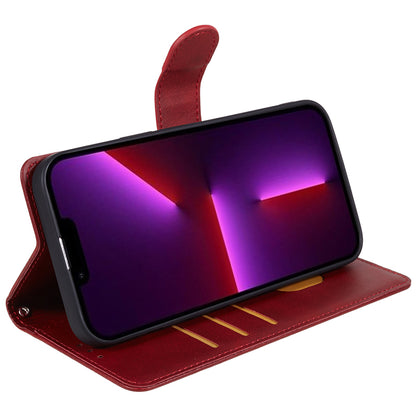 For iPhone 13 Pro Max Calf Texture PU Leather Phone Case Wallet Stand Protective Cover