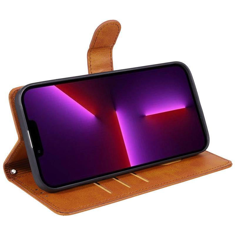 For iPhone 13 Pro Max Calf Texture PU Leather Phone Case Wallet Stand Protective Cover