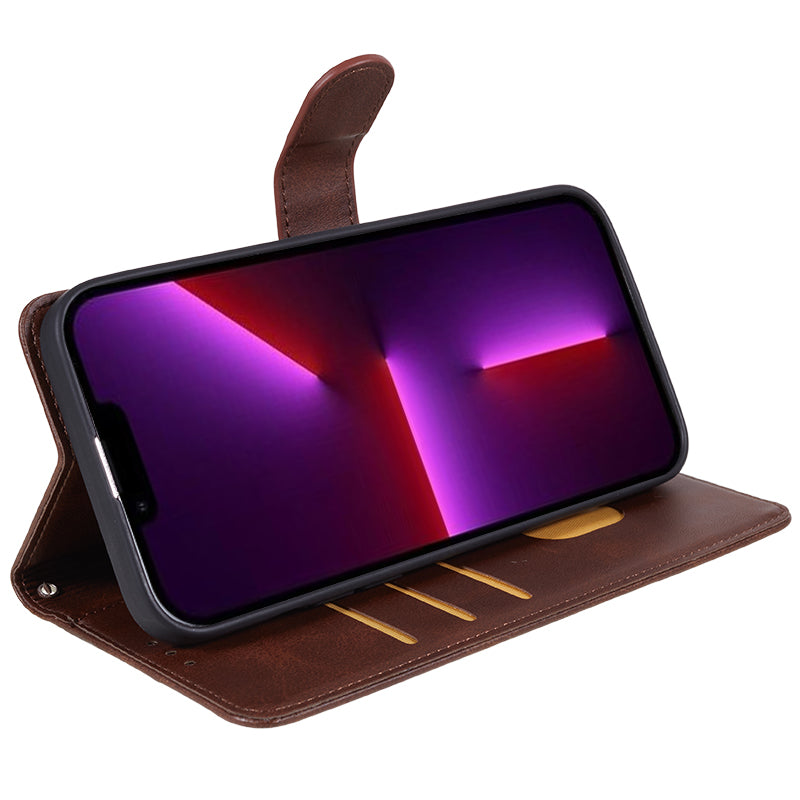 For iPhone 13 Pro Max Calf Texture PU Leather Phone Case Wallet Stand Protective Cover