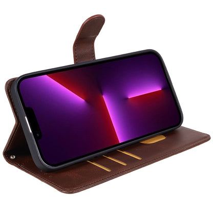 For iPhone 13 Pro Max Calf Texture PU Leather Phone Case Wallet Stand Protective Cover