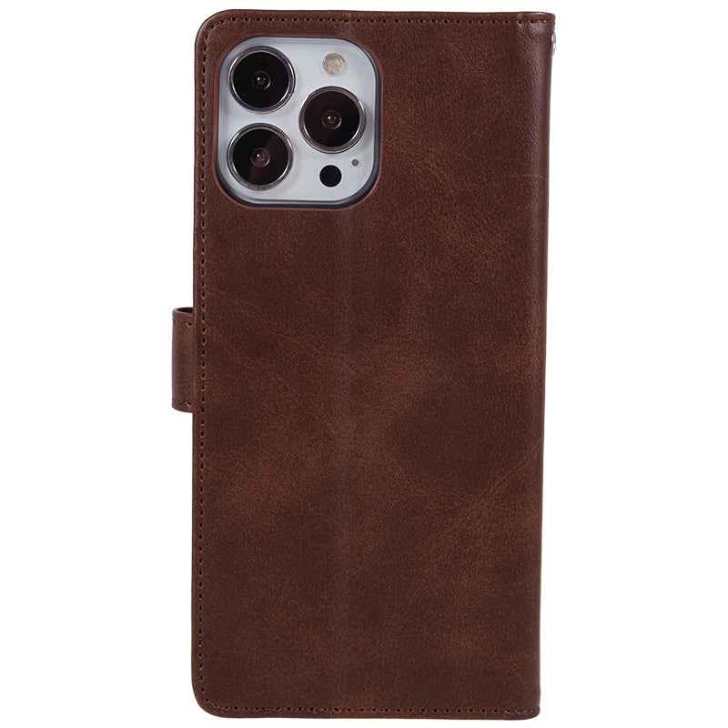 For iPhone 13 Pro Max Calf Texture PU Leather Phone Case Wallet Stand Protective Cover