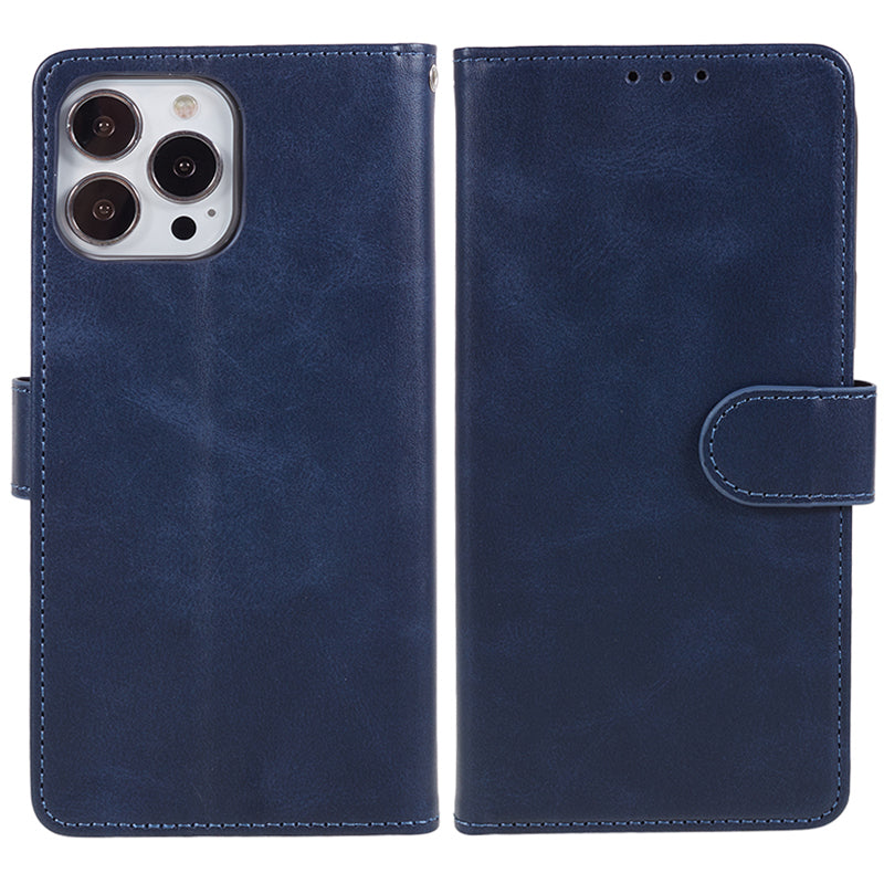 For iPhone 13 Pro Max Calf Texture PU Leather Phone Case Wallet Stand Protective Cover