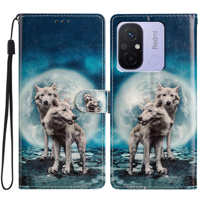 For Xiaomi Redmi 12C 4G Wallet Phone Case PU Leather Pattern Printing Stand Cover