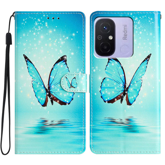 For Xiaomi Redmi 12C 4G Wallet Phone Case PU Leather Pattern Printing Stand Cover