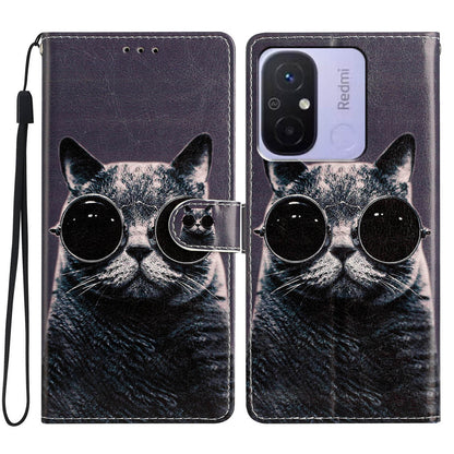 For Xiaomi Redmi 12C 4G Wallet Phone Case PU Leather Pattern Printing Stand Cover