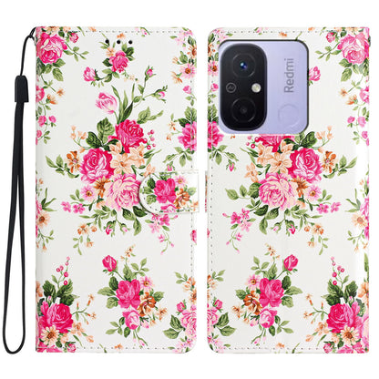 For Xiaomi Redmi 12C 4G Wallet Phone Case PU Leather Pattern Printing Stand Cover