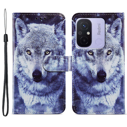 For Xiaomi Redmi 12C 4G Wallet Phone Case PU Leather Pattern Printing Stand Cover