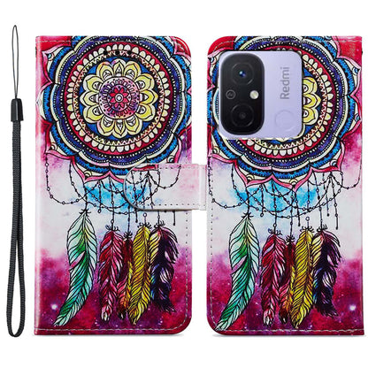 For Xiaomi Redmi 12C 4G Wallet Phone Case PU Leather Pattern Printing Stand Cover