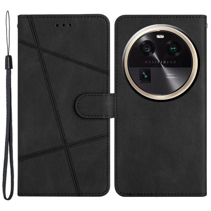 For Oppo Find X6 Wallet Leather Phone Case Crazy Horse Texture Imprinted Lines Stand Cover