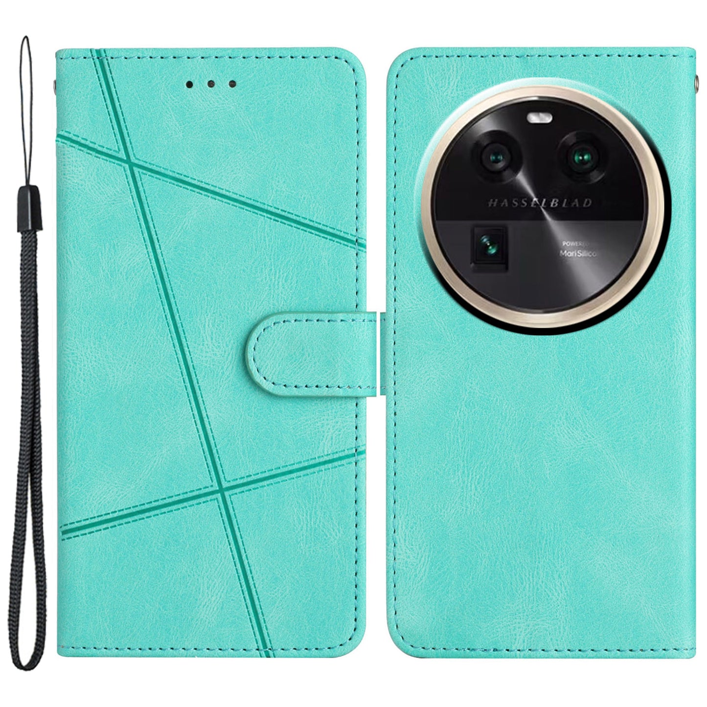 For Oppo Find X6 Wallet Leather Phone Case Crazy Horse Texture Imprinted Lines Stand Cover