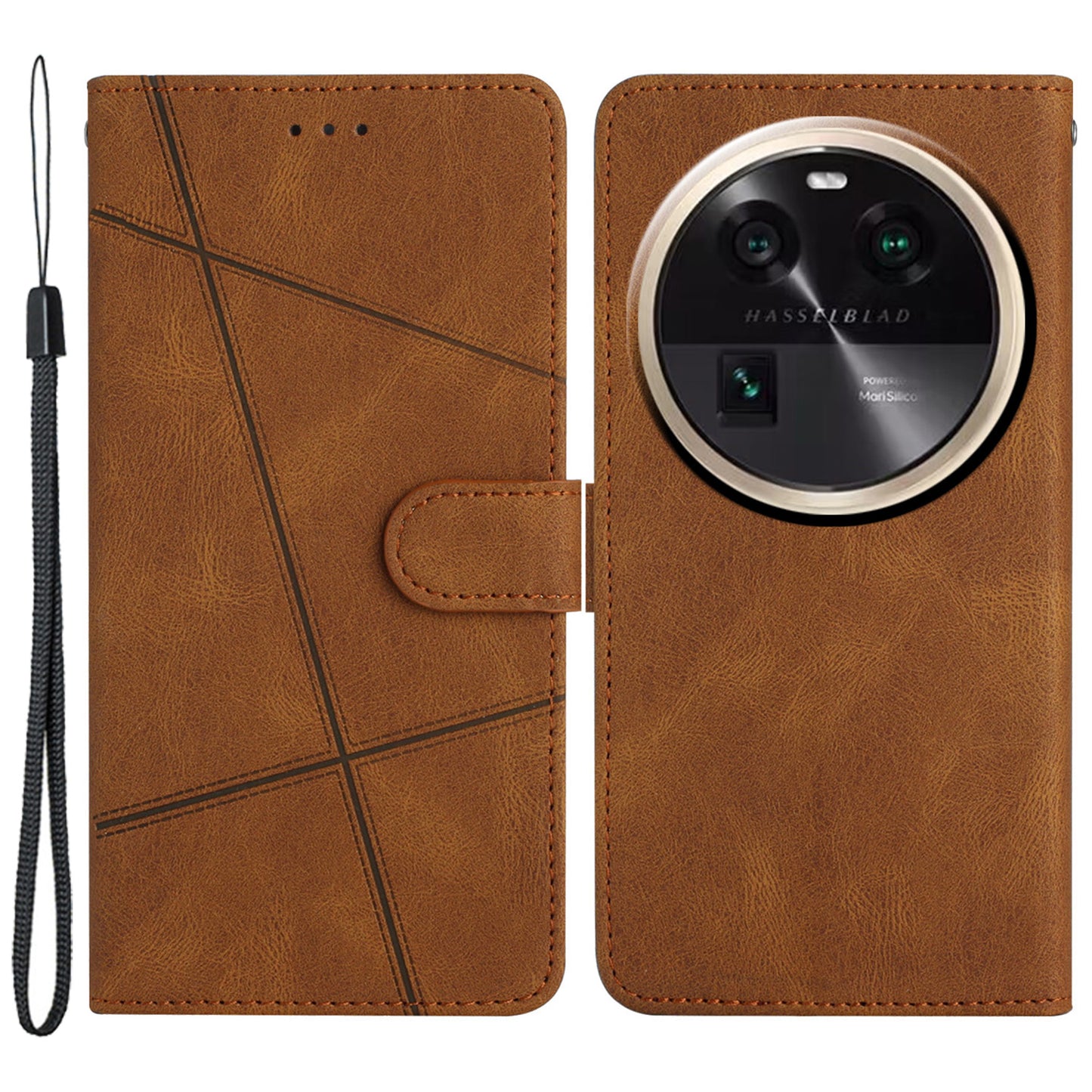 For Oppo Find X6 Wallet Leather Phone Case Crazy Horse Texture Imprinted Lines Stand Cover