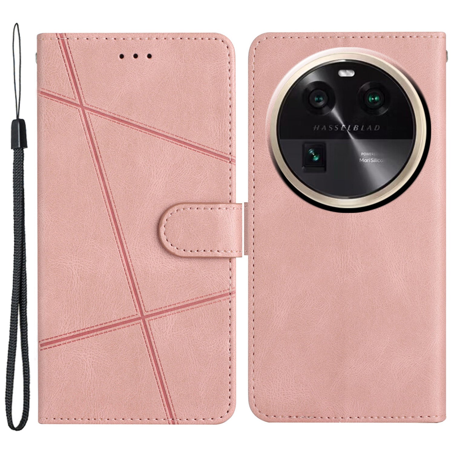 For Oppo Find X6 Wallet Leather Phone Case Crazy Horse Texture Imprinted Lines Stand Cover