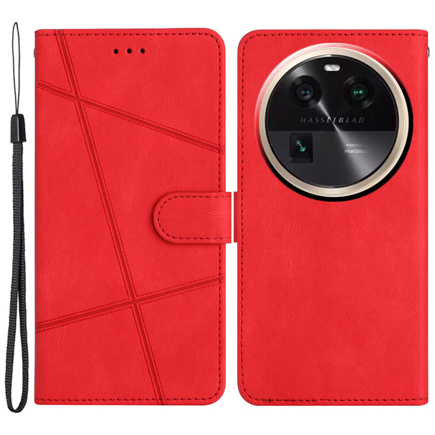 For Oppo Find X6 Wallet Leather Phone Case Crazy Horse Texture Imprinted Lines Stand Cover