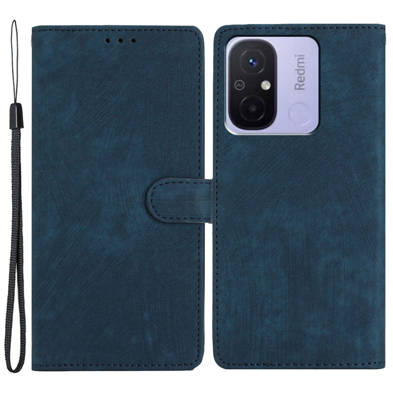 Wallet PU Leather Phone Cover for Xiaomi Redmi 12C 4G , Skin-touch Stand Phone Case