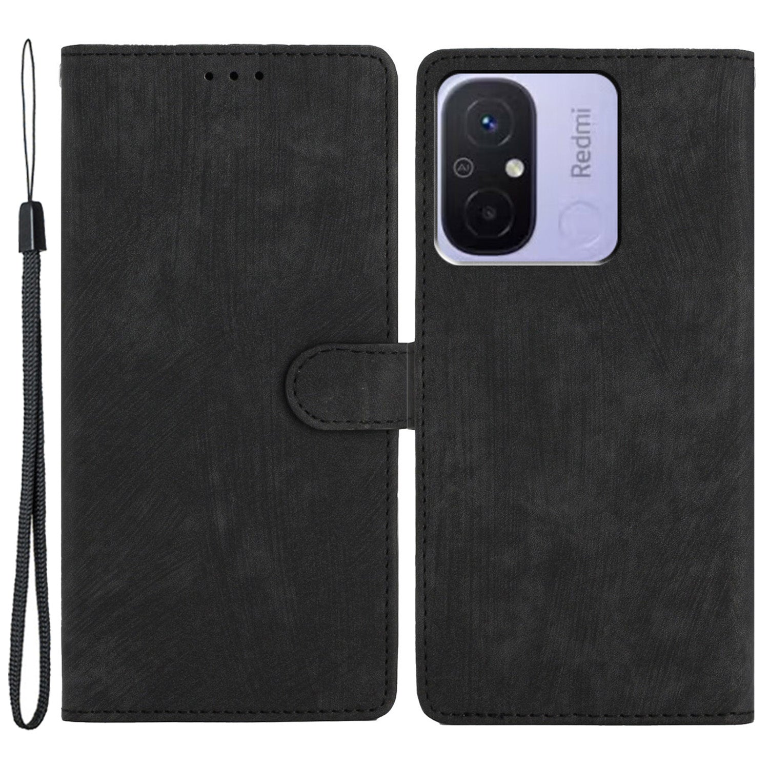 Wallet PU Leather Phone Cover for Xiaomi Redmi 12C 4G , Skin-touch Stand Phone Case