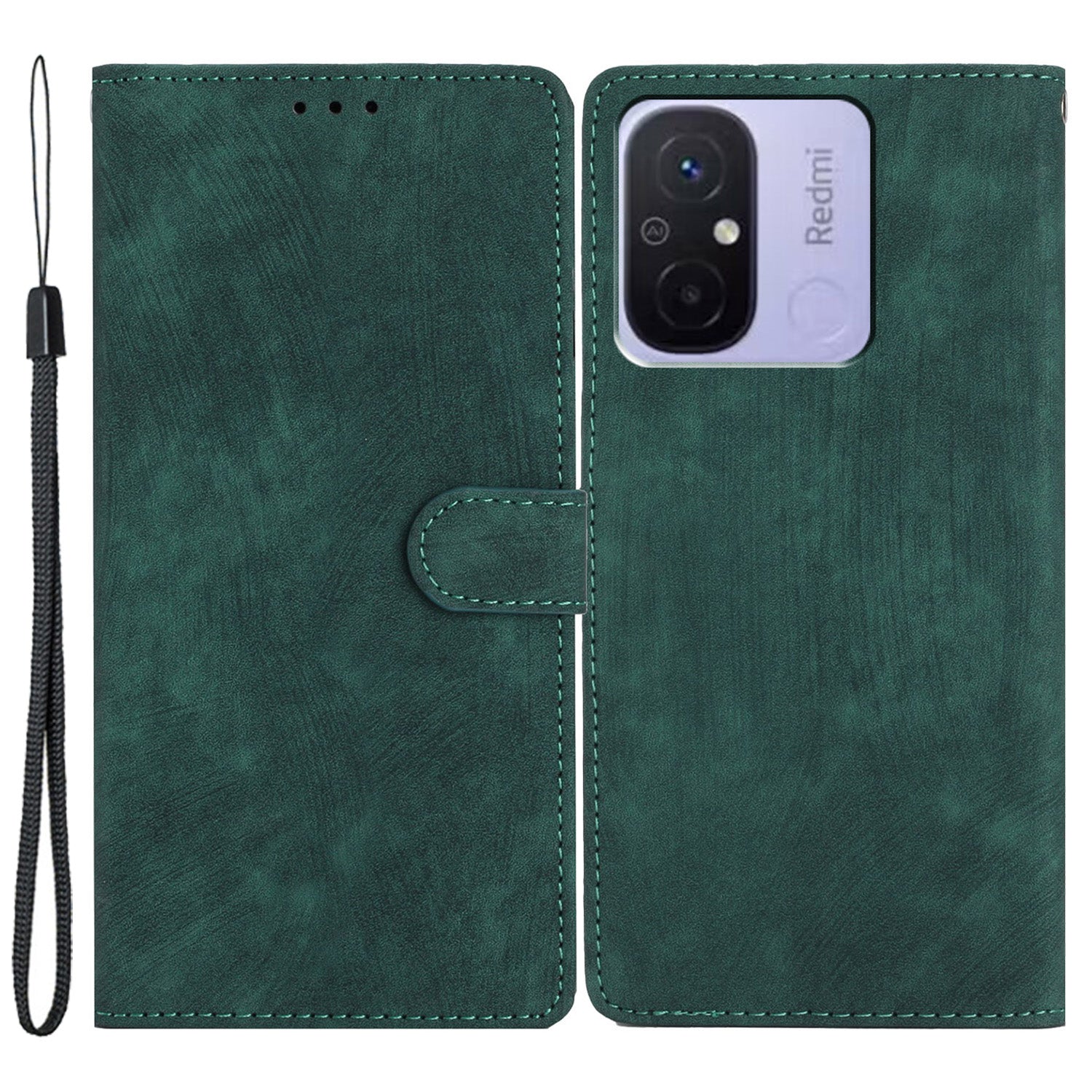 Wallet PU Leather Phone Cover for Xiaomi Redmi 12C 4G , Skin-touch Stand Phone Case