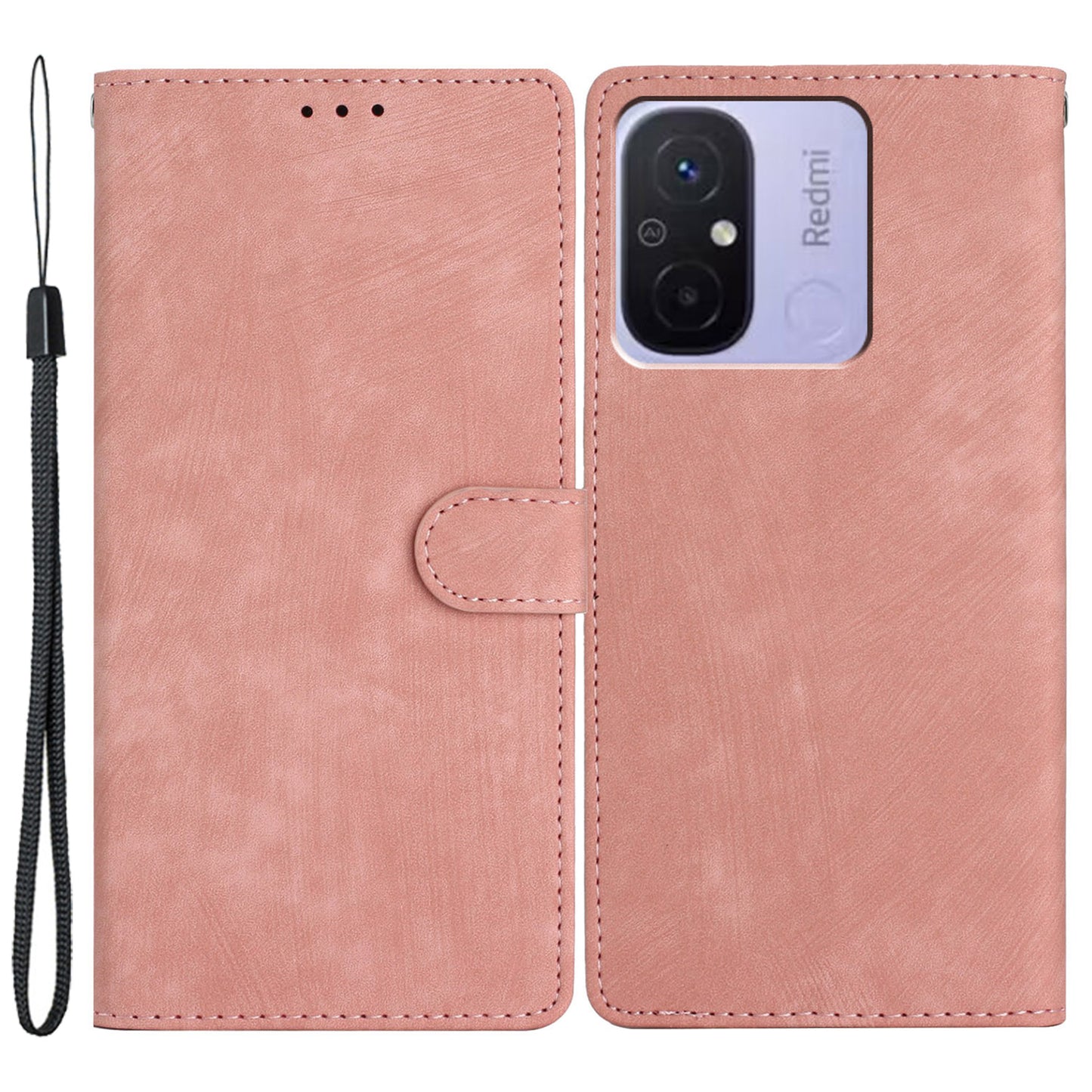 Wallet PU Leather Phone Cover for Xiaomi Redmi 12C 4G , Skin-touch Stand Phone Case