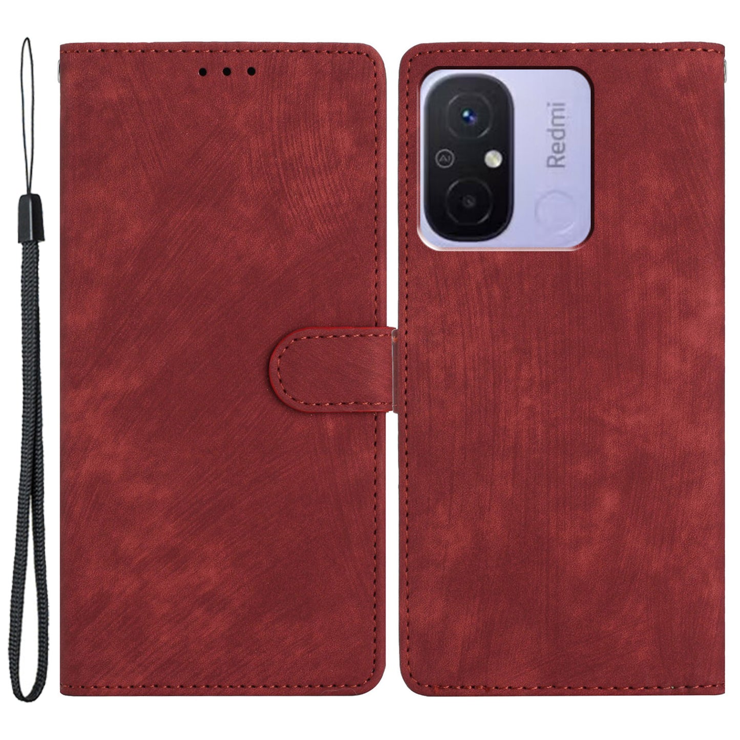 Wallet PU Leather Phone Cover for Xiaomi Redmi 12C 4G , Skin-touch Stand Phone Case