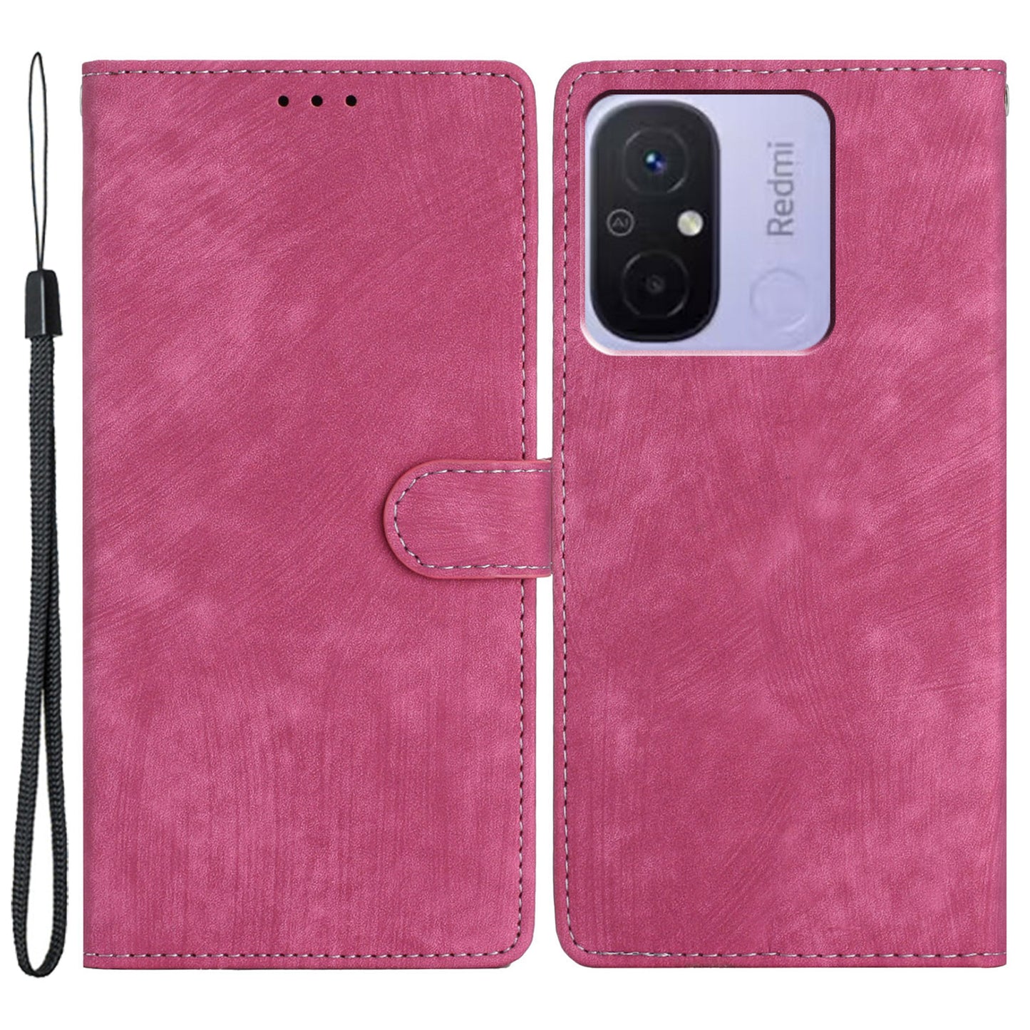 Wallet PU Leather Phone Cover for Xiaomi Redmi 12C 4G , Skin-touch Stand Phone Case