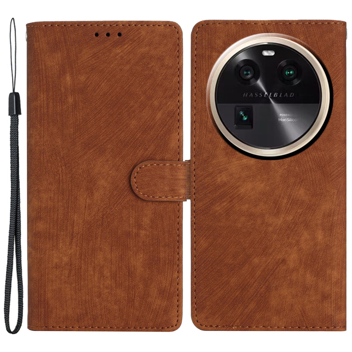 PU Leather Phone Case for Oppo Find X6 , Shockproof Skin-touch Wallet Stand Cover