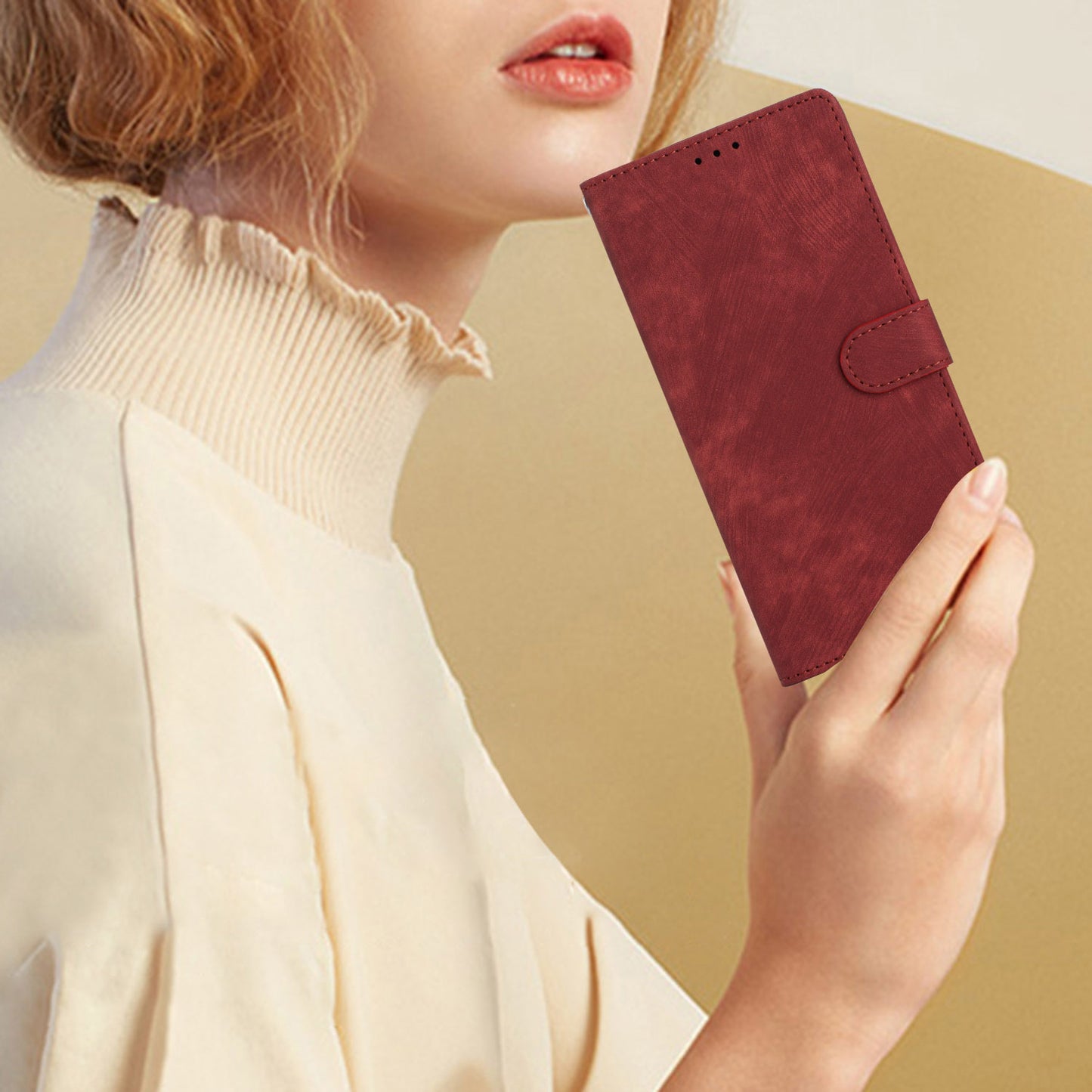 PU Leather Phone Case for Oppo Find X6 , Shockproof Skin-touch Wallet Stand Cover