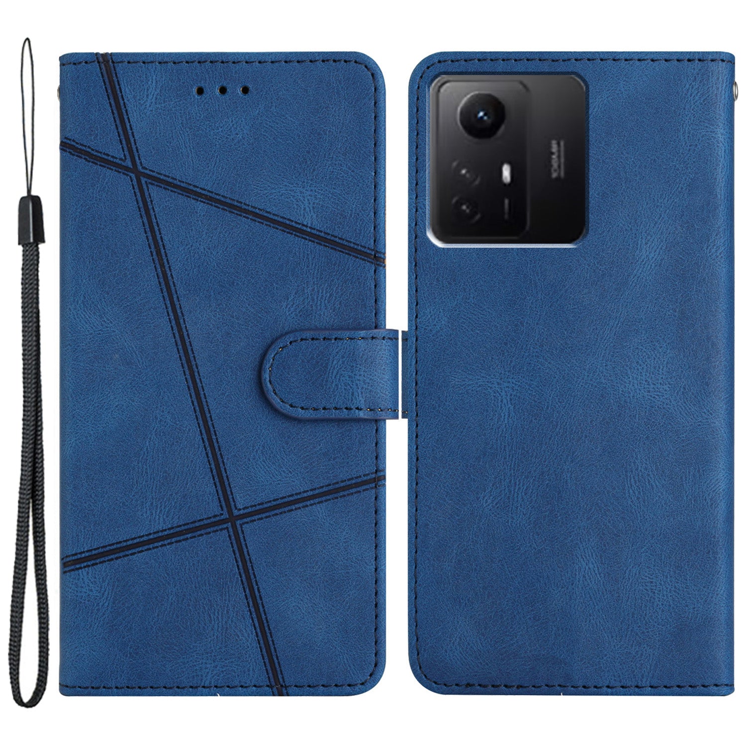 Wallet Leather Phone Case for Xiaomi Redmi Note 12S 4G Crazy Horse Texture Imprinted Lines Stand Cover