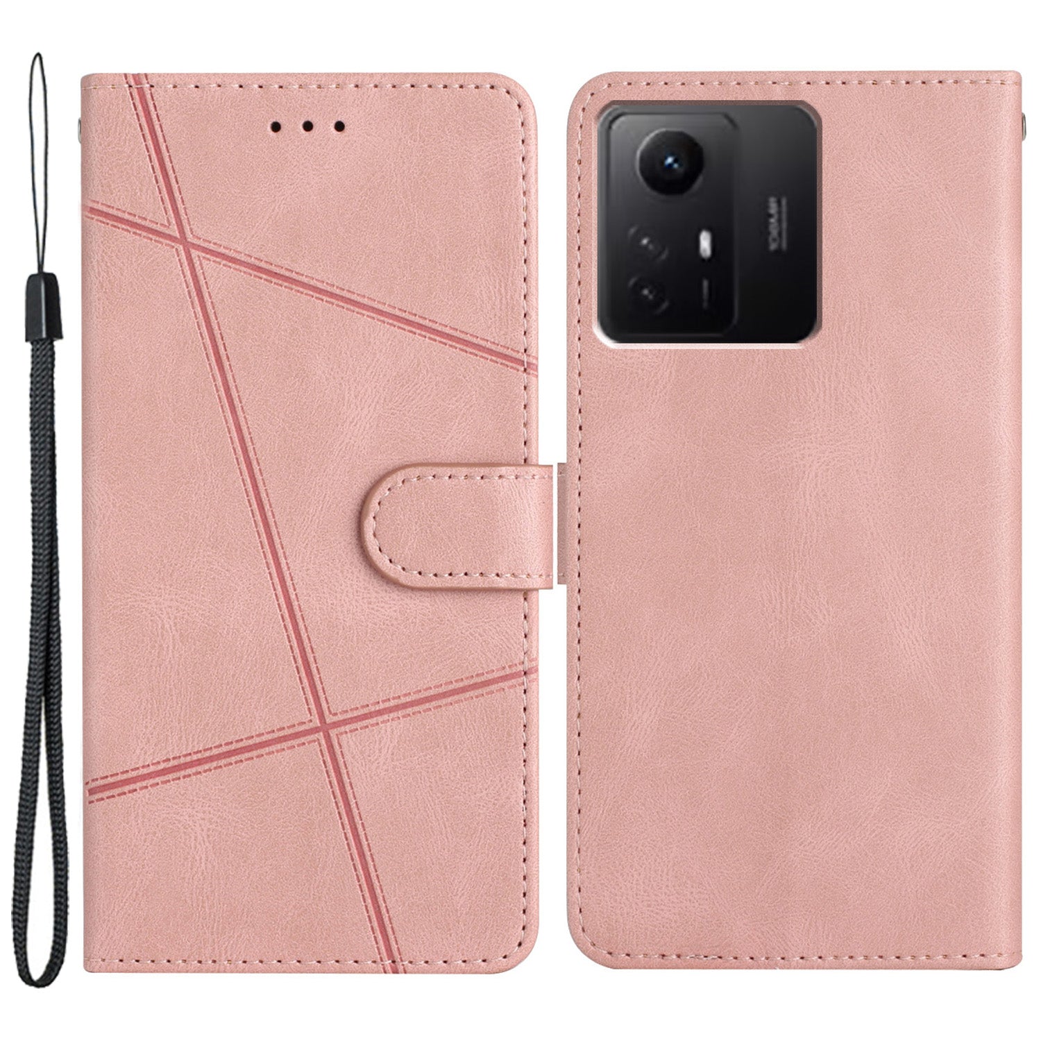 Wallet Leather Phone Case for Xiaomi Redmi Note 12S 4G Crazy Horse Texture Imprinted Lines Stand Cover