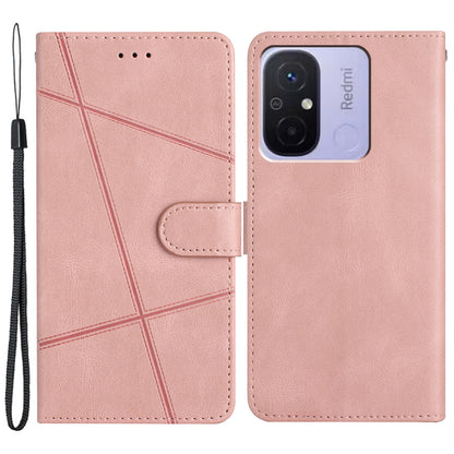 For Xiaomi Redmi 12C 4G Imprinted Lines Wallet Leather Phone Case Crazy Horse Texture Stand Cover
