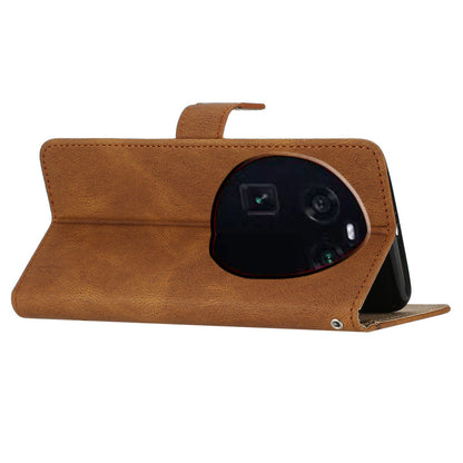 Stand Cover for Oppo Find X6 Pro Anti-drop Wallet Leather Phone Case Crazy Horse Texture Imprinted Lines Shell