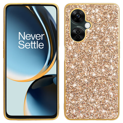 For OnePlus Nord CE 3 5G Shiny Glitter Sequins Protective Cover Electroplating TPU Frame Hard PC Phone Case