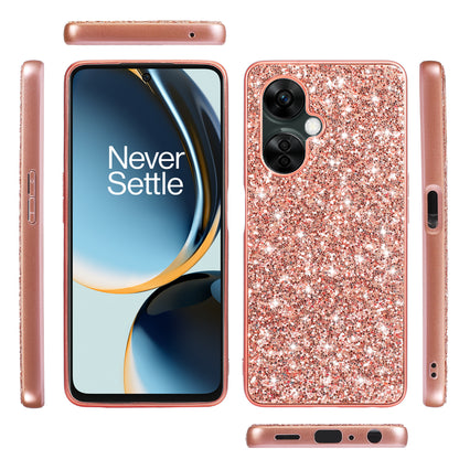 For OnePlus Nord CE 3 5G Shiny Glitter Sequins Protective Cover Electroplating TPU Frame Hard PC Phone Case