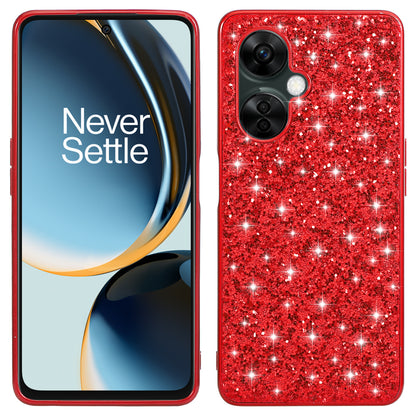 For OnePlus Nord CE 3 5G Shiny Glitter Sequins Protective Cover Electroplating TPU Frame Hard PC Phone Case