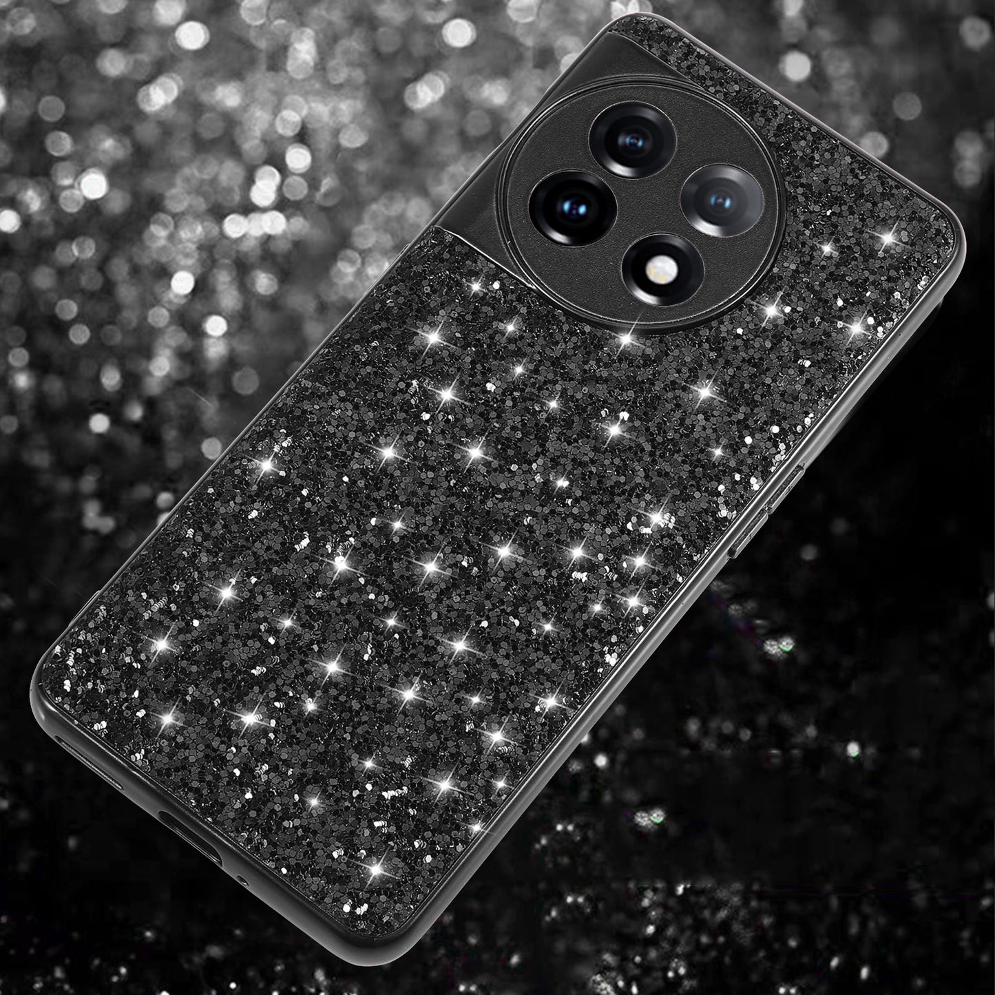 Protective Cover for OnePlus 11 5G Shiny Glitter Sequins Electroplating TPU Frame Hard PC Phone Case