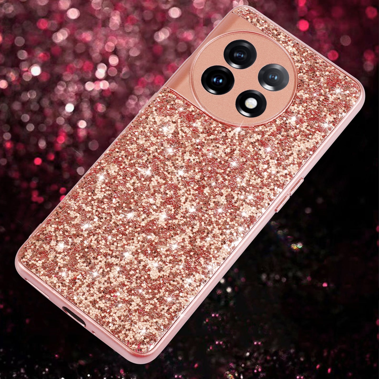 Protective Cover for OnePlus 11 5G Shiny Glitter Sequins Electroplating TPU Frame Hard PC Phone Case