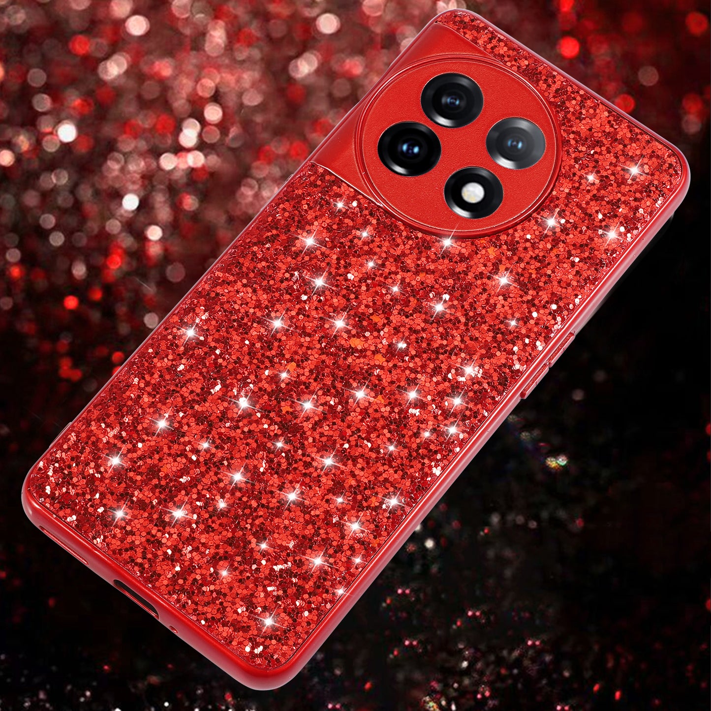 Protective Cover for OnePlus 11 5G Shiny Glitter Sequins Electroplating TPU Frame Hard PC Phone Case